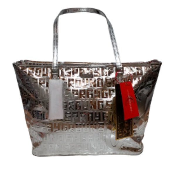 NEW- Sprayground Future Titan Metallic Silver Tote Limited Edition - Picture 12 of 14